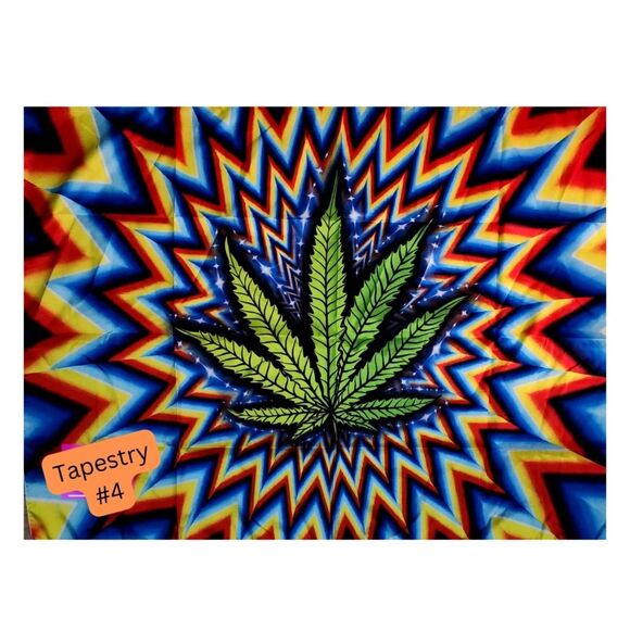 Stoner Leaf Tapestry Wall Art Gift Trippy Hippie Art - Picture 1 of 1